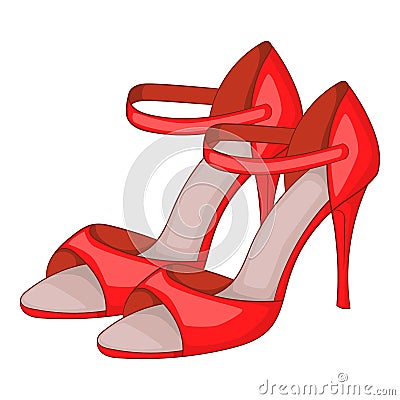 Red woman tango high heels icon, cartoon style Vector Illustration