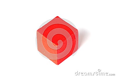 Red wood cubic shape on white background Stock Photo