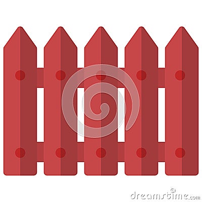 Red wooden fence icon, vector illustration Vector Illustration