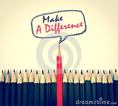 red wooden pencil arrange with make a difference concept Stock Photo