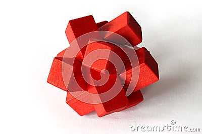 Red Wooden Puzzle Stock Photo