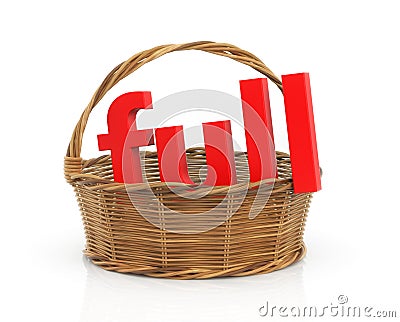 Red word Full in the basket Cartoon Illustration