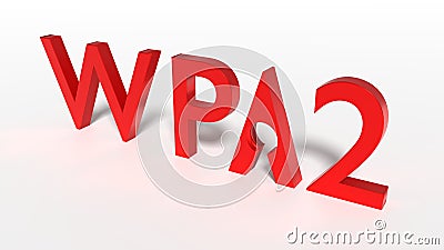 Red word WPA 2 network encryption where the A is shaped by a key Cartoon Illustration