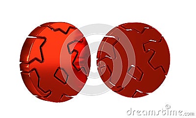 Red Worldwide icon isolated on transparent background. Pin on globe. Stock Photo