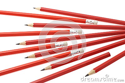 Red writing pencils Stock Photo