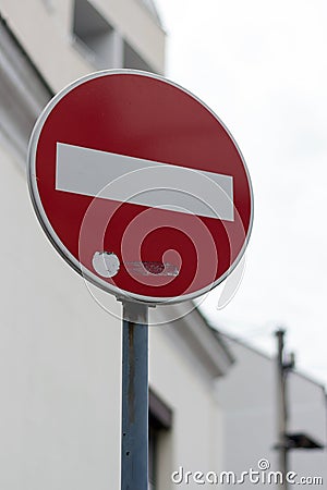 Wrong way sign Stock Photo