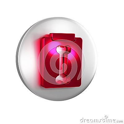 Red X-ray shots icon isolated on transparent background. Silver circle button. Stock Photo