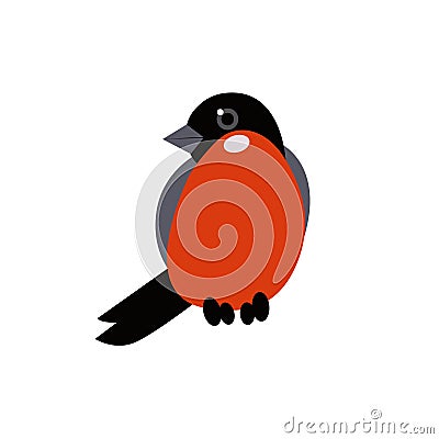 Red Xmas bird. Bullfinch vector illustration Vector Illustration