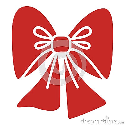 Red xmas bow icon, simple style Vector Illustration