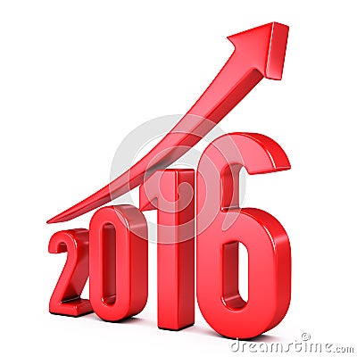 Red 2016 year with arrow up Stock Photo