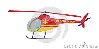 Red and Yellow Aircraft as Rescue Equipment and Emergency Vehicle for Urgent Saving of Life Vector Illustration Vector Illustration