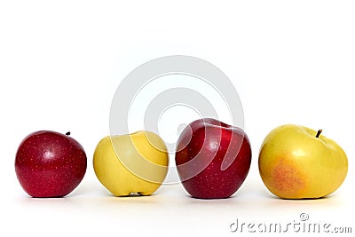 Red and yellow apples on white background Stock Photo