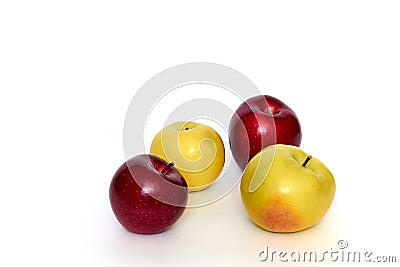 Red and yellow apples on white background Stock Photo