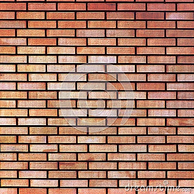 Red yellow beige tan fine brick wall texture background, large detailed closeup Stock Photo