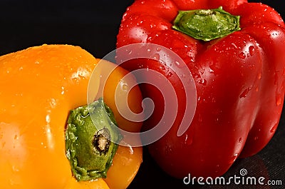 Red and Yellow bell peppers Stock Photo