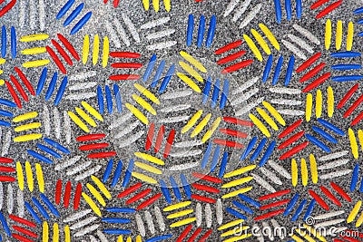 Red yellow blue and white dashes' pattern Stock Photo