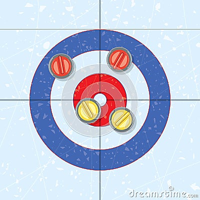 Red and yellow curling stones, vector Vector Illustration