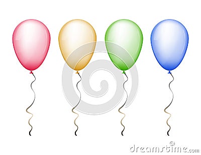 Red, yellow, green and blue balloons. Vector Illustration