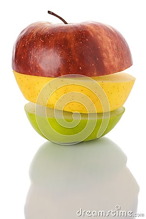 Red, yellow green mixed apple fruits traffic-light Stock Photo