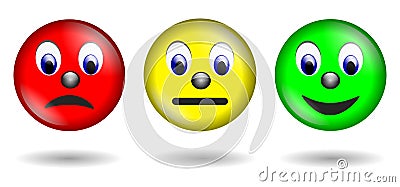 Red yellow green smiley isolated Stock Photo