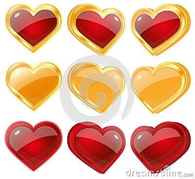 Red and yellow hearts Cartoon Illustration