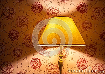 Red and yellow light with lamp shade Stock Photo