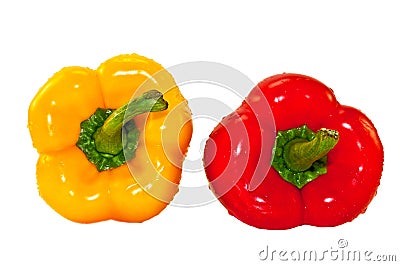 Red and yellow peppers Stock Photo