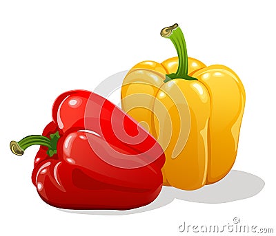Red & yellow sweet bell peppers Vector Illustration