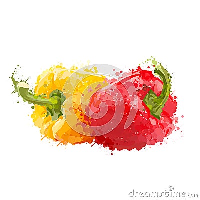 Red and yellow sweet pepper Vector Illustration