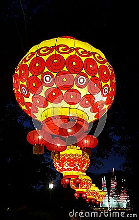 Red and Yellow Traditional Japanese Lanterns Editorial Stock Photo