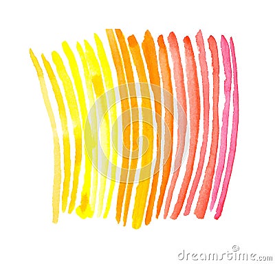 Red and yellow watercolor stripes Cartoon Illustration