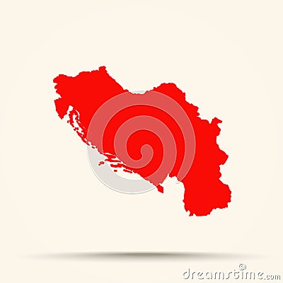 Red Yugoslavia Map Illustration . Vector Illustration