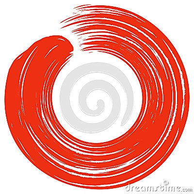 Red Zen Enso Japanese Circle Brush Stroke Sumi-e Vector Illustration Logo Design Vector Vector Illustration