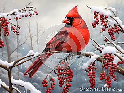 Redbird Cartoon Illustration