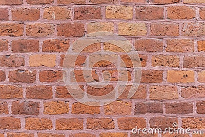 Redbrick wall with pinkish joints. Full frame background or banner Stock Photo