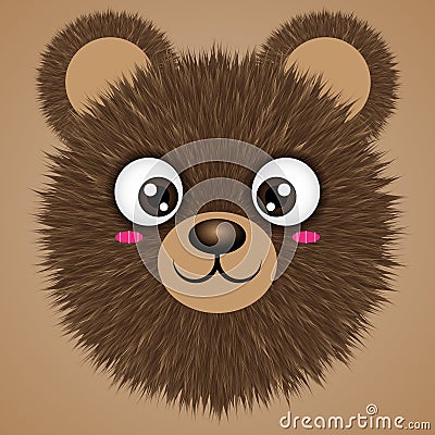 Kawaii Brown Bear Head Illustration Vector Illustration