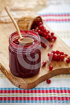 Redcurrant berry jam Stock Photo