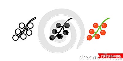 Redcurrant icon of 3 types color, black and white, outline. Isolated vector sign symbol Stock Photo