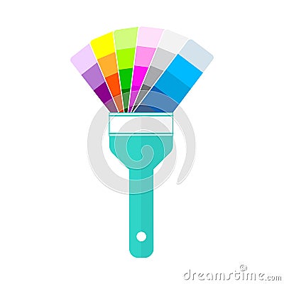 Redecorating service. Stylized brush for painting on white background. Hybrid catalog of paints and brush for painting. Vector Illustration