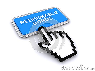 Redeemable bonds button on white Stock Photo