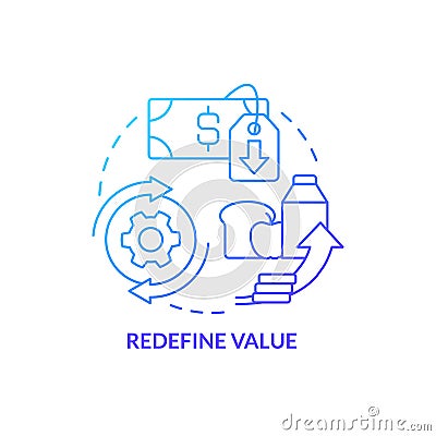Redefine values blue gradient concept icon Vector Illustration