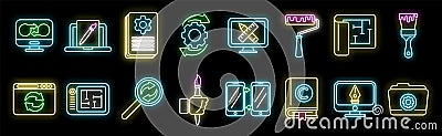 Redesign icons set vector neon Vector Illustration