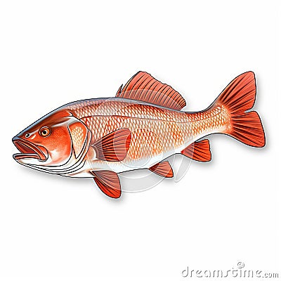 3d Sticker Of Redfish On White Background Stock Photo