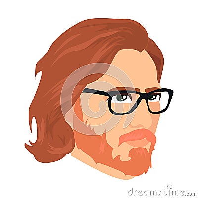 Redhaired Bearded Hipster icon. Colored vector element from beards collection. Creative Redhaired Bearded Hipster icon Vector Illustration