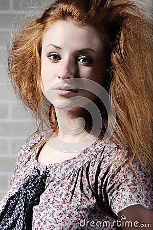 Redhaired mysterious woman Stock Photo