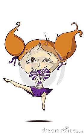 Redhead Cheerleader Vector Illustration