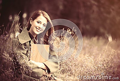 Redhead girl with note Stock Photo