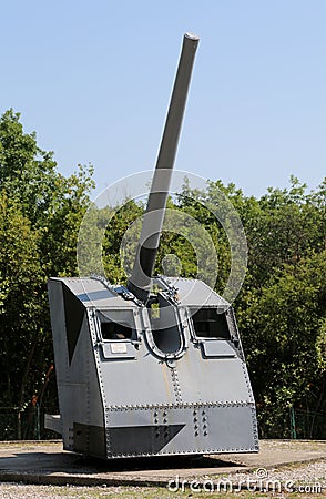 Redipuglia, GO, Italy - June 3, 2017: armored cannon used during Editorial Stock Photo