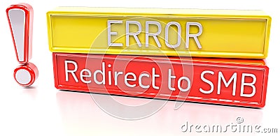 Redirect to SMB - Computer system error warning - 3D Render Stock Photo