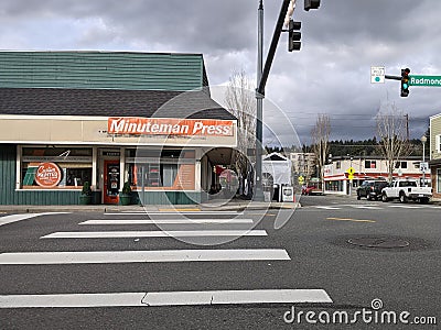 Redmond, WA USA - circa March 2021: Street view of a Minuteman Press shop, offering design, print, and marketing services Editorial Stock Photo